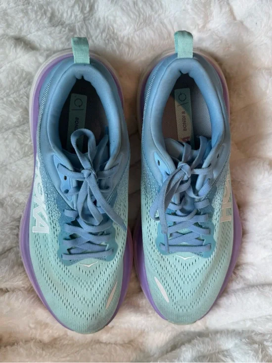 Hoka Womens Bondi 8 Running Shoes Size 7.5B Blue Lavender Gradient lightweight - Picture 4 of 7